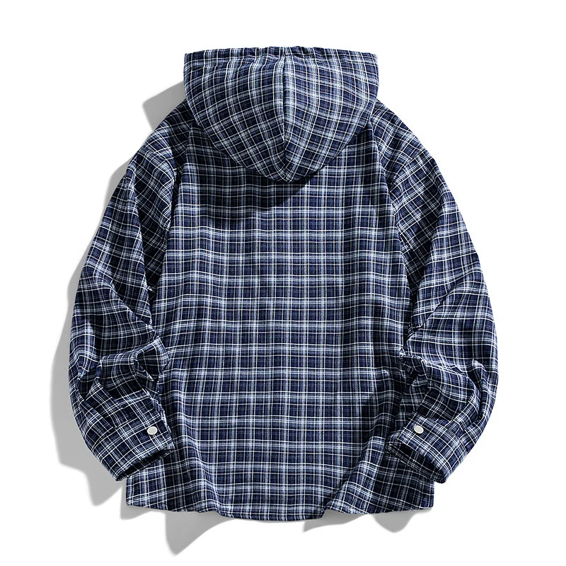 Herren Multifunktionale Kapuzenjacke aus Karo-Stoff Drune
