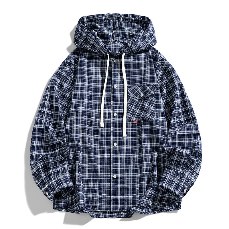 Herren Multifunktionale Kapuzenjacke aus Karo-Stoff Drune