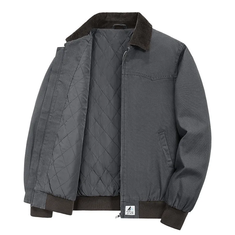 Herren Modische Übergangsjacke mit samtigem Kragen Drune