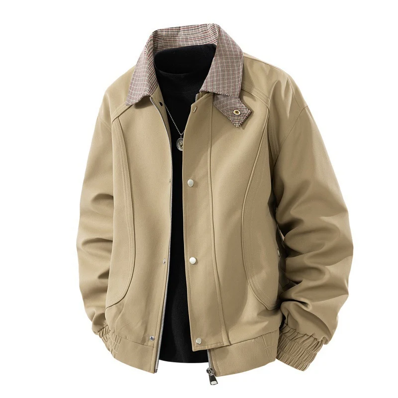 Herren Modische Übergangsjacke mit Karokragen Drune