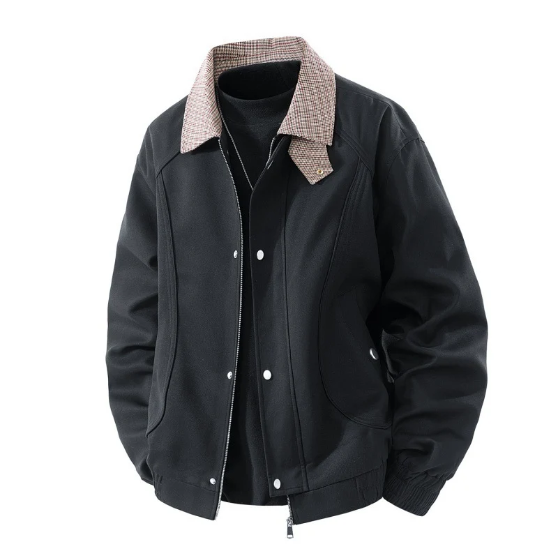 Herren Modische Übergangsjacke mit Karokragen Drune