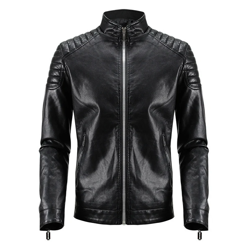Herren Modische Kunstlederjacke mit strukturiertem Design Drune