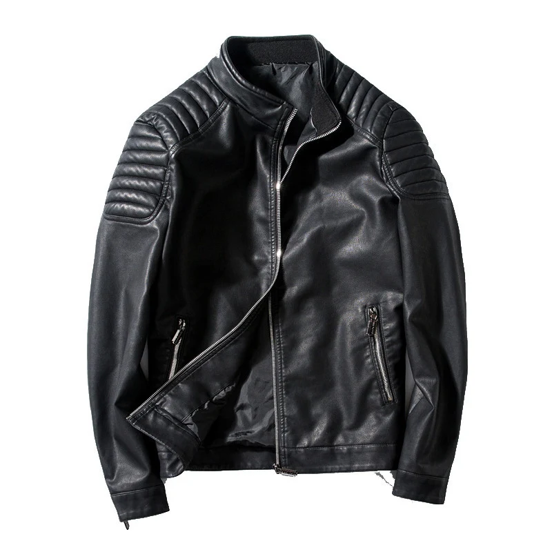 Herren Modische Kunstlederjacke mit strukturiertem Design Drune