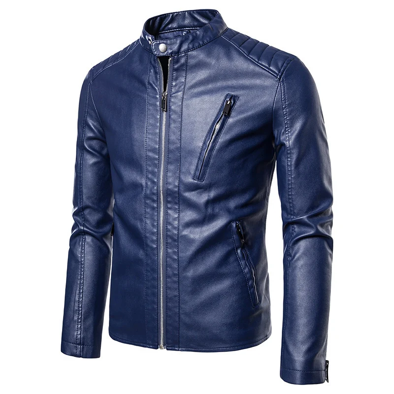 Herren Modische Kunstlederjacke mit Steppdetails Drune