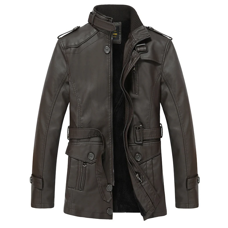Herren Modische Kunstlederjacke mit praktischen Taschen Drune