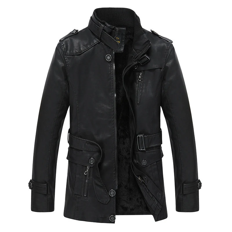 Herren Modische Kunstlederjacke mit praktischen Taschen Drune
