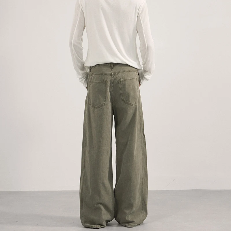 Damen Extraweite Twill‑Palazzohose mit tiefem Schritt und dekorativen Nahtpaneelen Drune