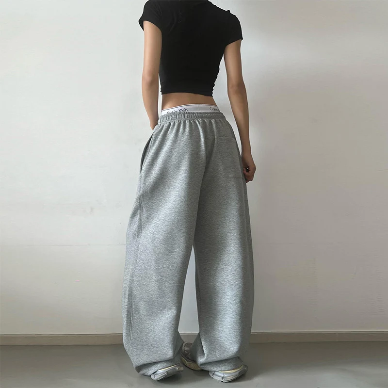 Damen Extraweite High‑Waist Sweathose aus Baumwollmix mit Tunnelzug Drune