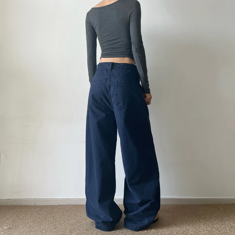 Damen Extraweite High‑Waist Baumwoll-Twill-Hose mit Nietenbesatz und Palazzoschnitt Drune