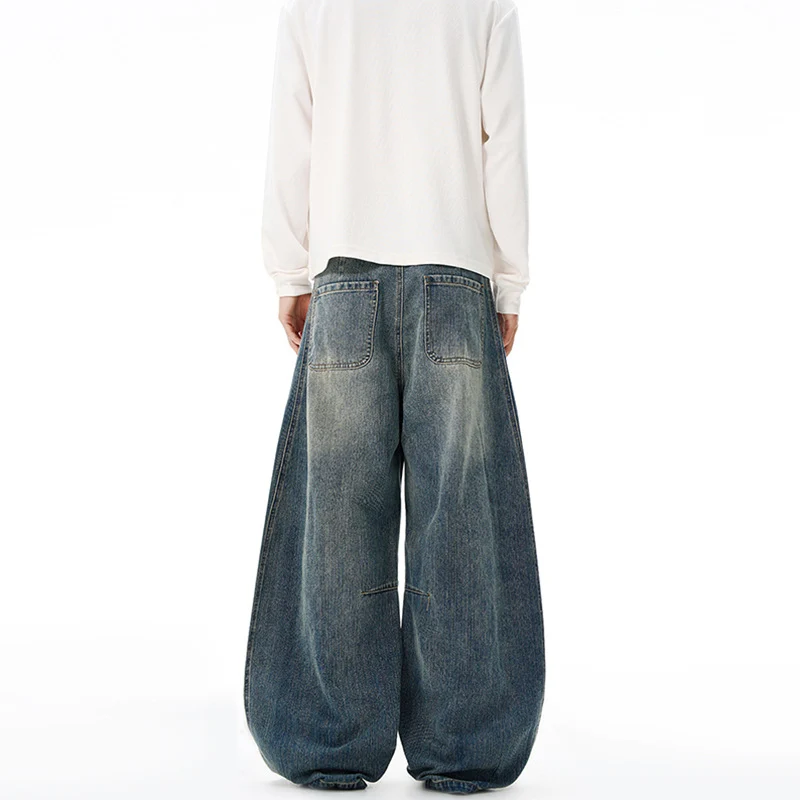 Damen Extraweite Denim-Palazzohose mit skulpturalen Rundnähten Drune