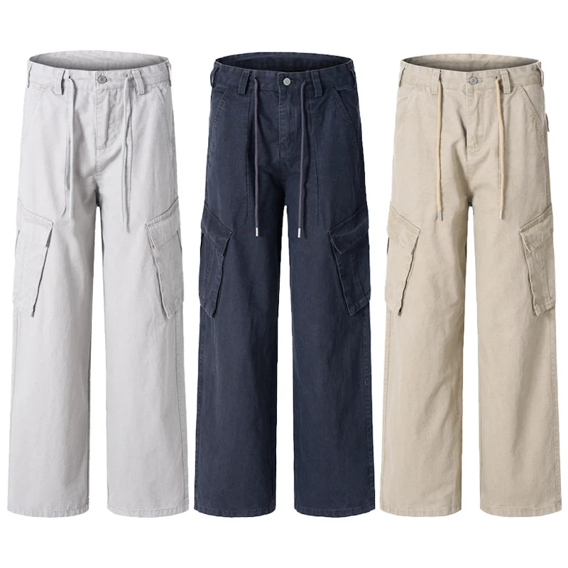 Damen Extraweite Cargo-Denim-Palazzohose mit Tunnelzugbund und aufgesetzten Klappentaschen Drune