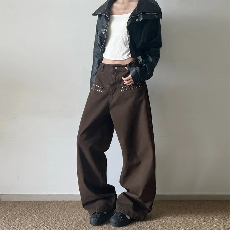Damen Extraweite Baggy-Hose mit Nietverzierung und Utility-Details Drune