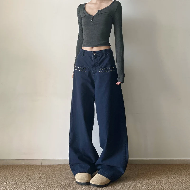 Damen Extraweite Baggy-Hose mit Nietverzierung und Utility-Details Drune