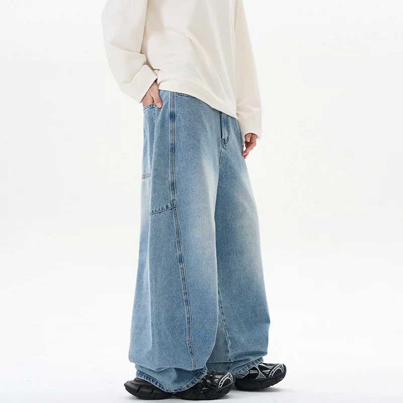 Damen Bodenlange Oversized-Palazzo-Hose aus schwerem Baumwoll-Canvas mit verdecktem Bund Drune