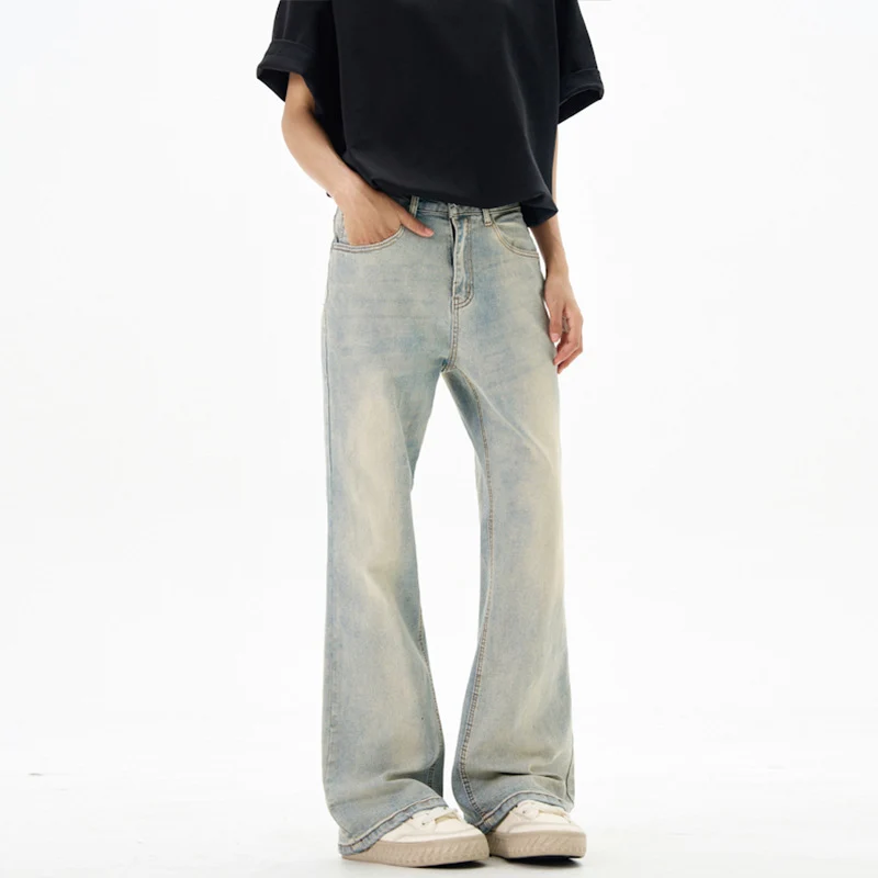 Damen Bodenlange Flared-Denim-Jeans mit extra weitem Bein und niedriger Bundlinie Drune