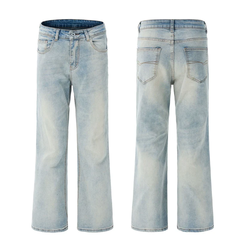 Damen Bodenlange Flared-Denim-Jeans mit extra weitem Bein und niedriger Bundlinie Drune