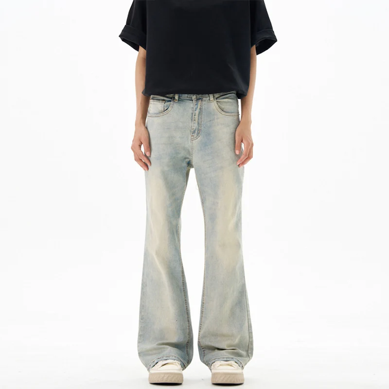 Damen Bodenlange Flared-Denim-Jeans mit extra weitem Bein und niedriger Bundlinie Drune