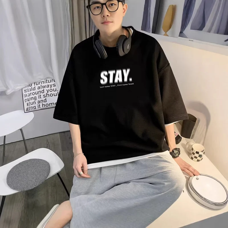 Herren Oversized T-Shirt mit modernem Schriftzug Drune