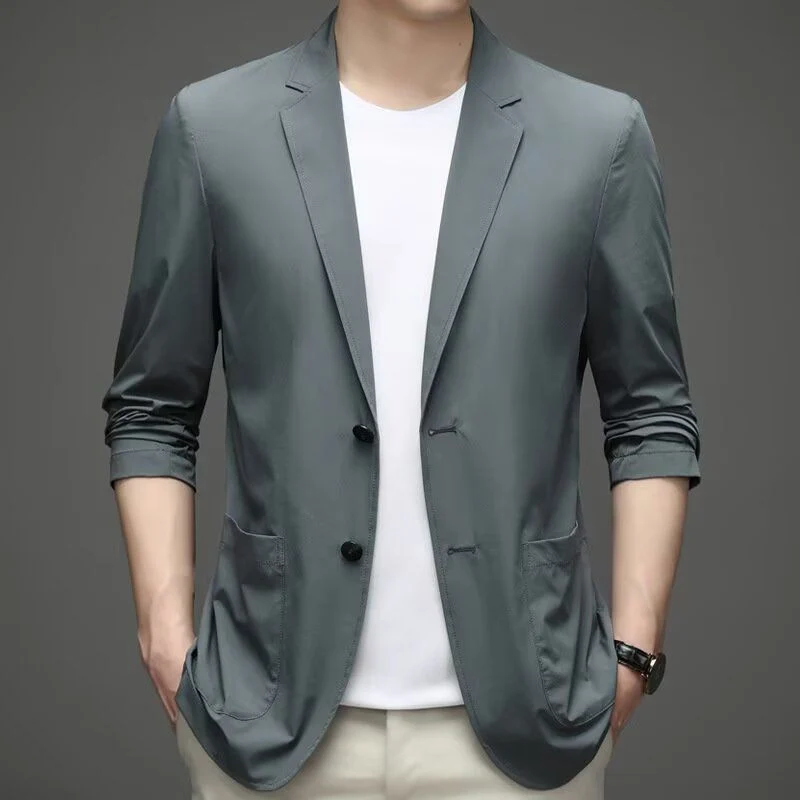 Herren Modischer Blazer mit hohem Kragen Drune