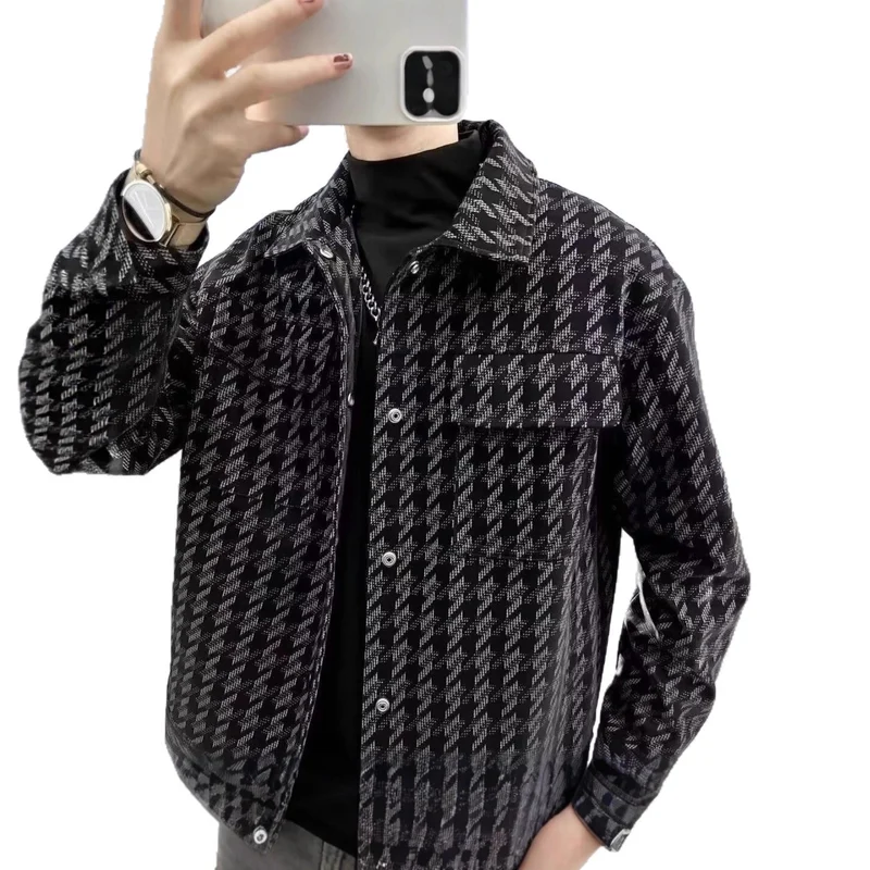 Herren Modische Houndstooth-Jacke Drune