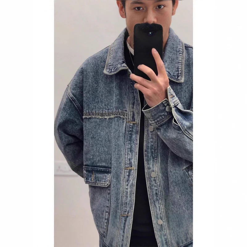 Herren Modische Denim-Jacke Drune