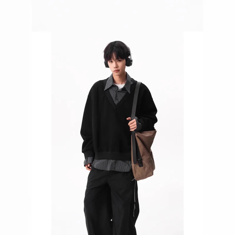 Herren Lässiger V-Neck Pullover Drune