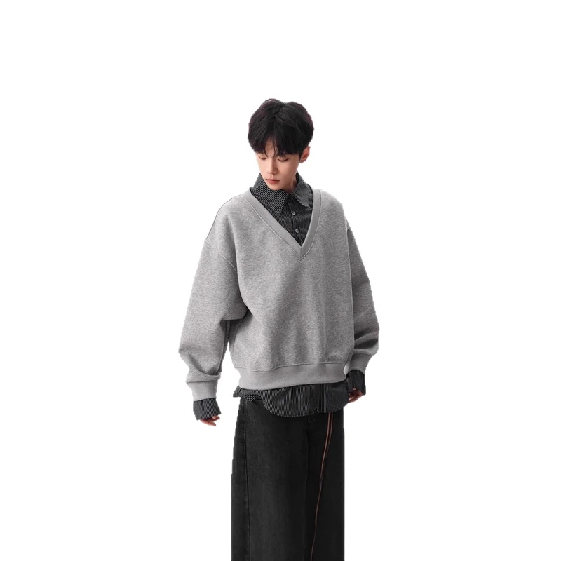Herren Lässiger V-Neck Pullover Drune