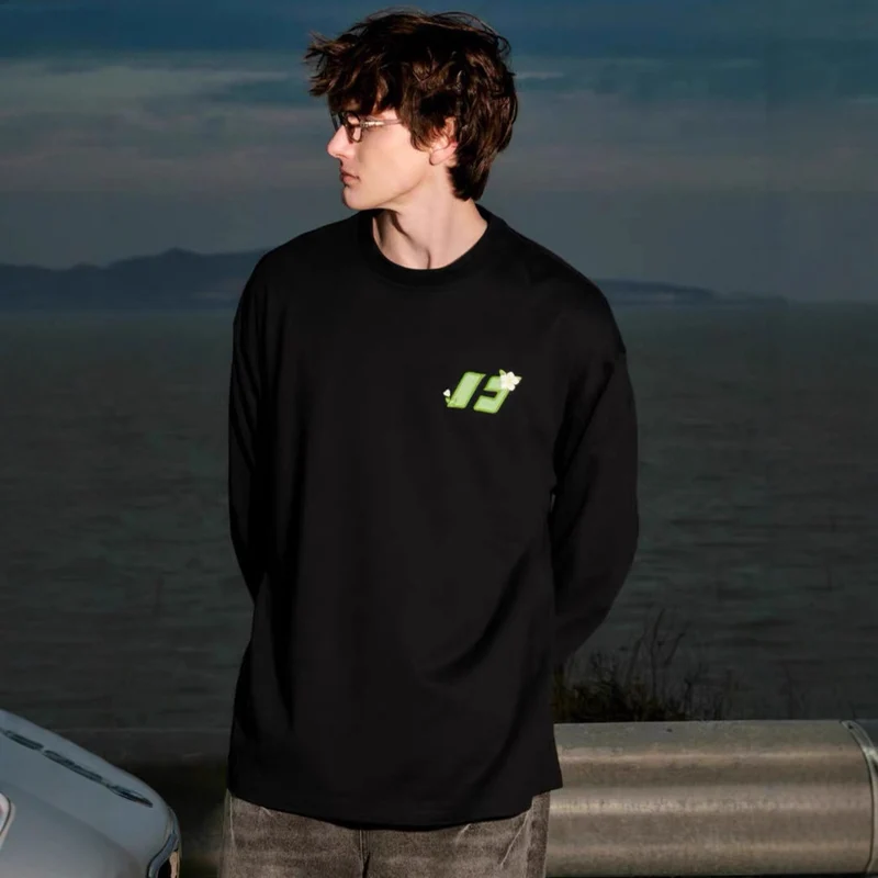 Herren Lässiger Langarmshirt Drune