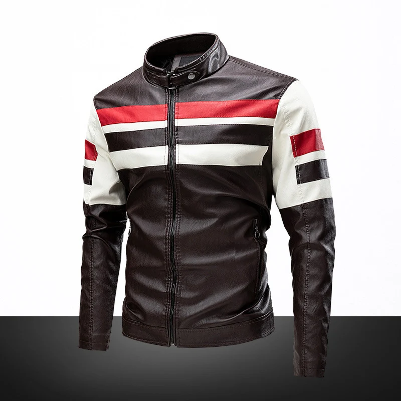Herren Modische Kunstlederjacke im sportlichen Design Drune