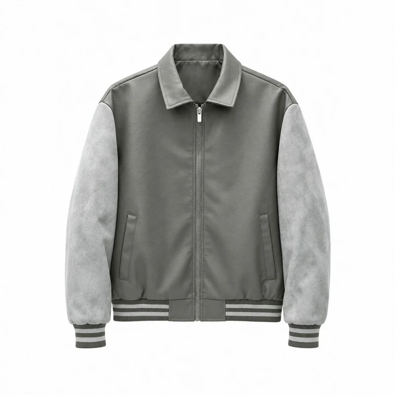 Herren Modische Kunstleder Bomberjacke Drune
