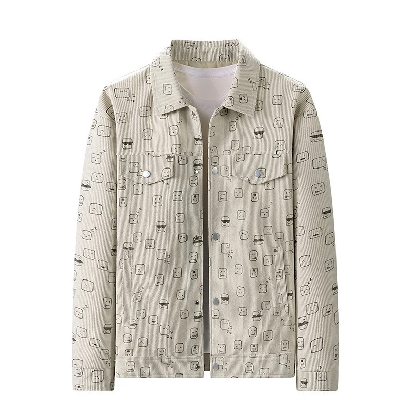 Herren Modische Cordjacke mit einzigartigem Muster Drune