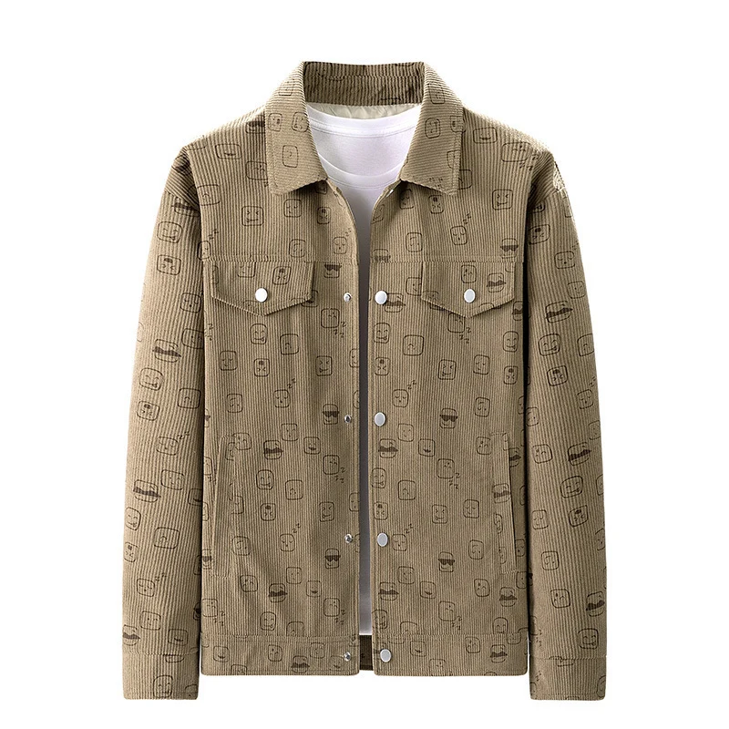 Herren Modische Cordjacke mit einzigartigem Muster Drune
