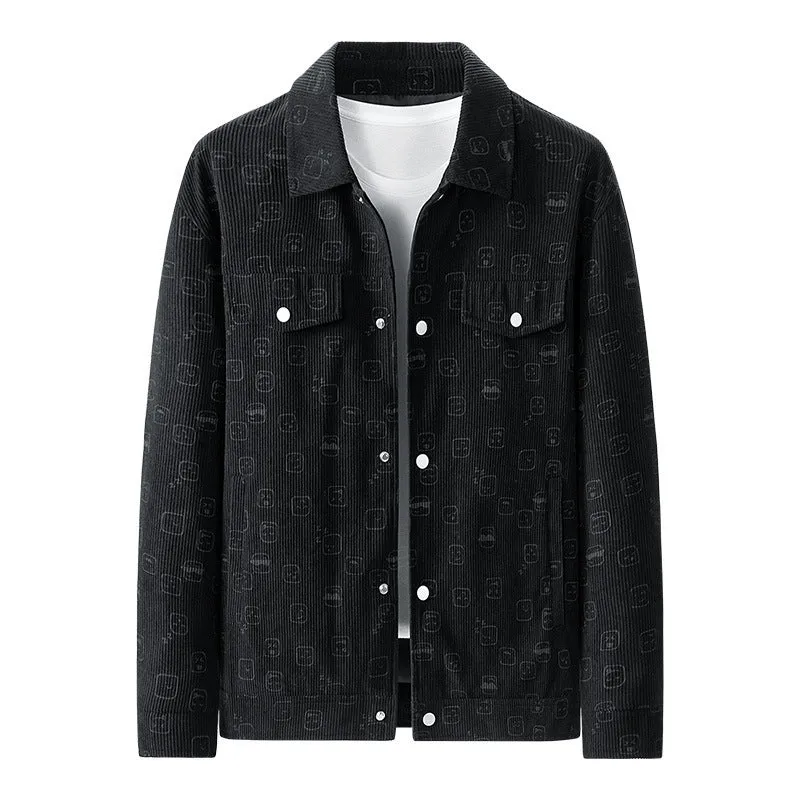 Herren Modische Cordjacke mit einzigartigem Muster Drune