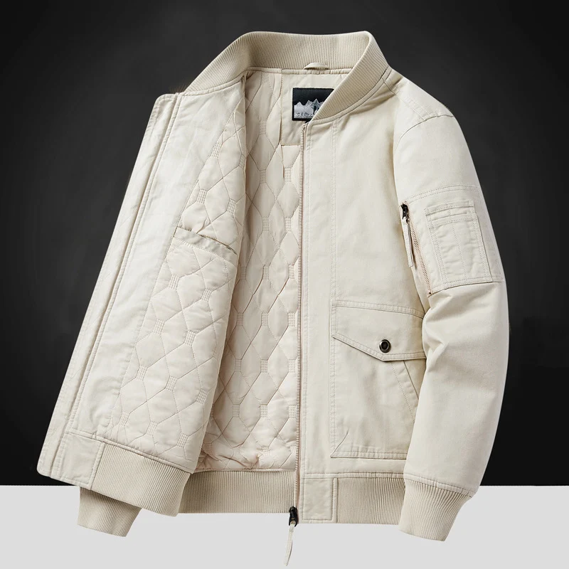 Herren Modische Bomberjacke mit Steppfutter Drune