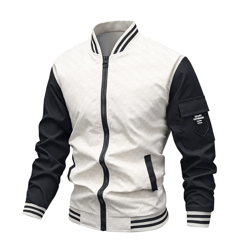 Herren Modische Bomberjacke mit Stehkragen Drune