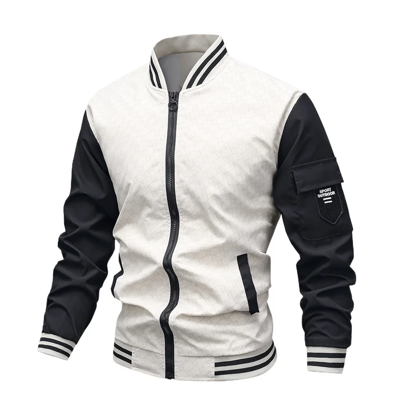 Herren Modische Bomberjacke mit Stehkragen Drune