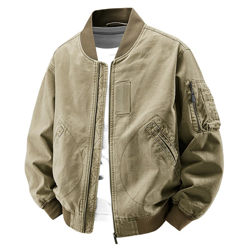 Herren Modische Bomberjacke mit Seitentaschen Drune