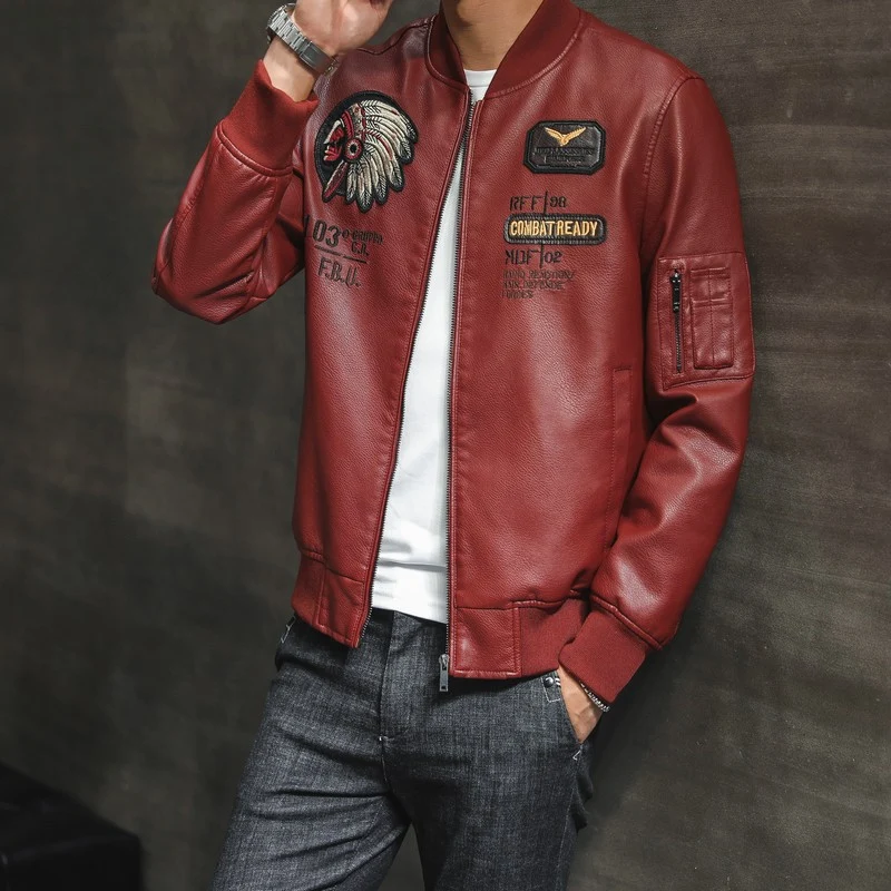 Herren Modische Bomberjacke mit Schulterpatches Drune