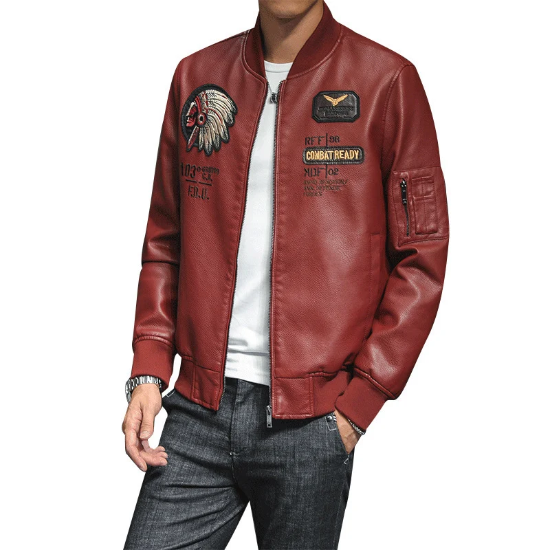 Herren Modische Bomberjacke mit Schulterpatches Drune