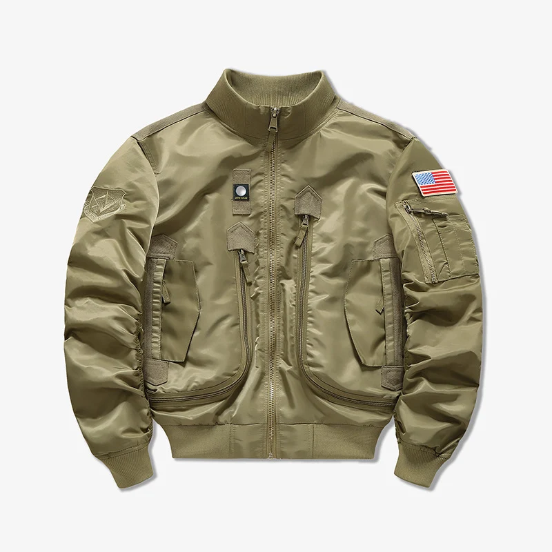 Herren Modische Bomberjacke mit Mehreren Taschen Drune
