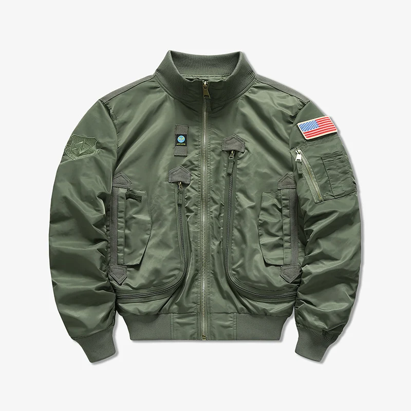 Herren Modische Bomberjacke mit Mehreren Taschen Drune