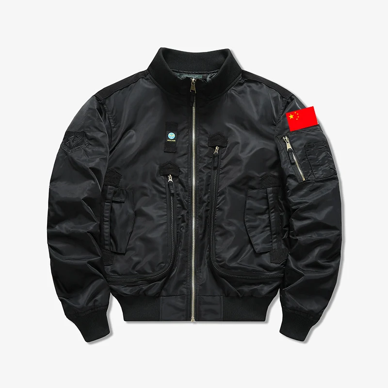 Herren Modische Bomberjacke mit Mehreren Taschen Drune