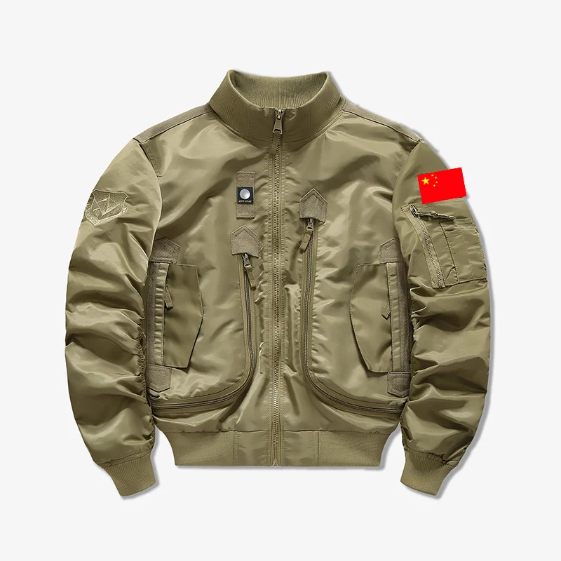 Herren Modische Bomberjacke mit Mehreren Taschen Drune