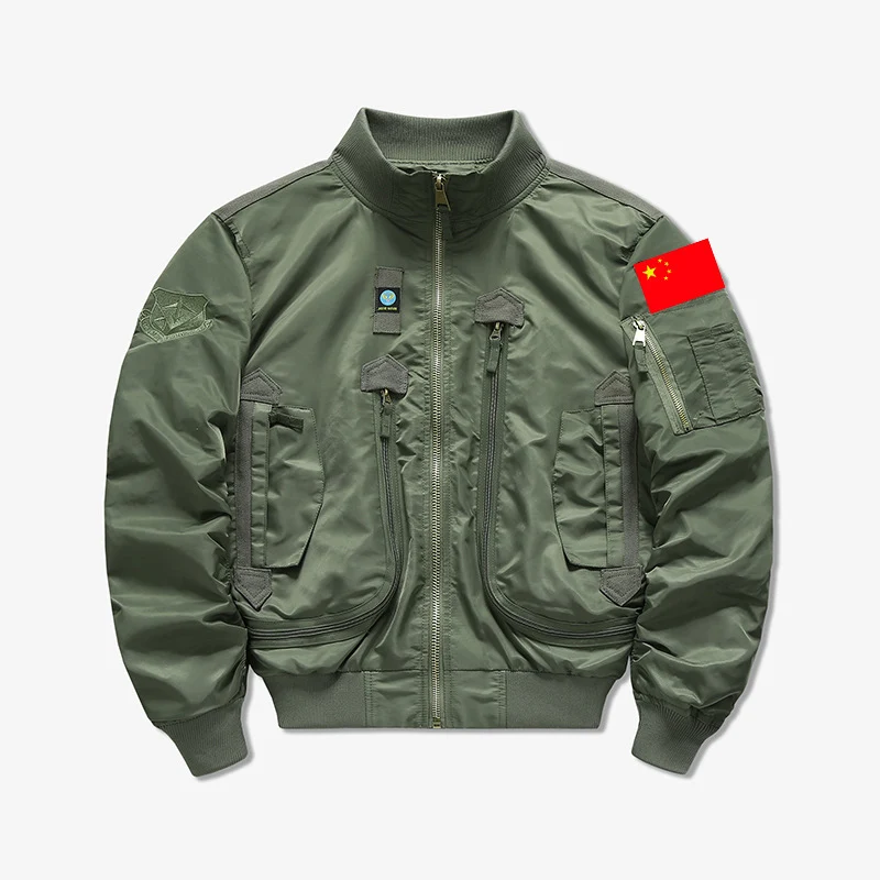 Herren Modische Bomberjacke mit Mehreren Taschen Drune