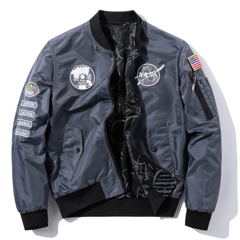 Herren Modische Bomberjacke im Raumfahrt-Style Drune