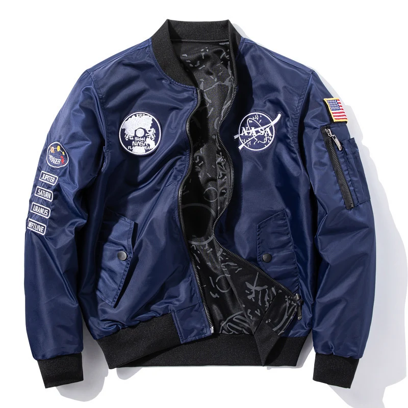 Herren Modische Bomberjacke im Raumfahrt-Style Drune