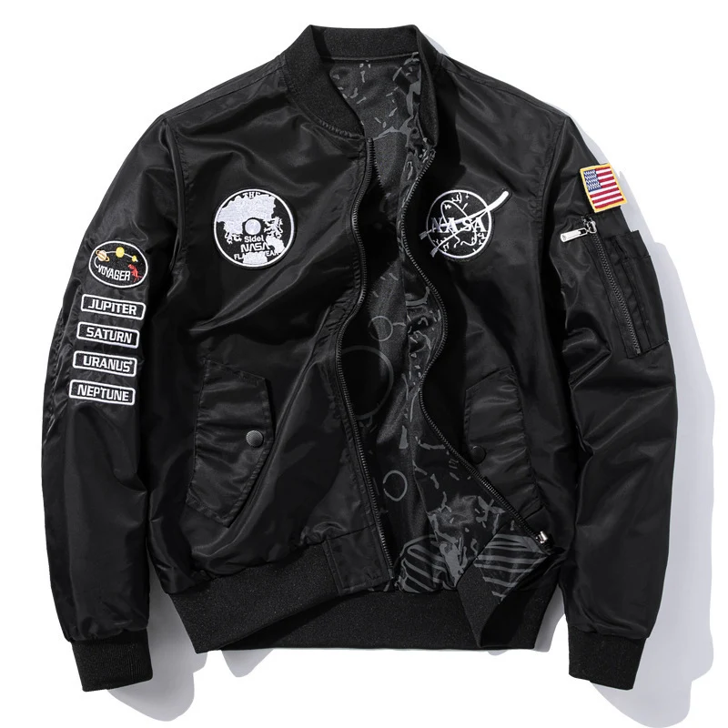 Herren Modische Bomberjacke im Raumfahrt-Style Drune