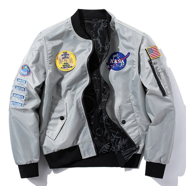 Herren Modische Bomberjacke im Raumfahrt-Style Drune