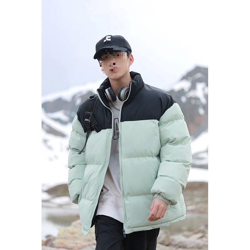 Herren Oversize-Steppjacke mit Colourblock-Schulter, hoher Stehkragen & windabweisender Wattierung Drune
