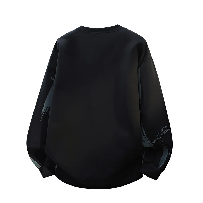 Herren Oversize Rundhals-Sweatshirt mit Pinselprint & elastischen Bündchen Drune